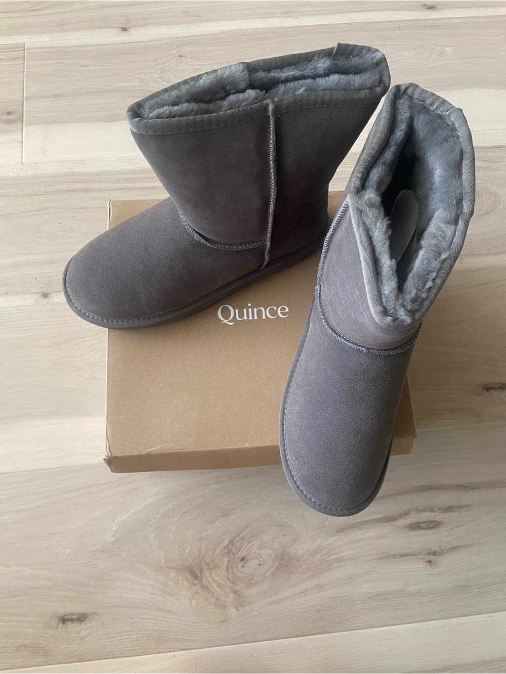 Quince Gray Plush-Lined Cozy Winter Slippers